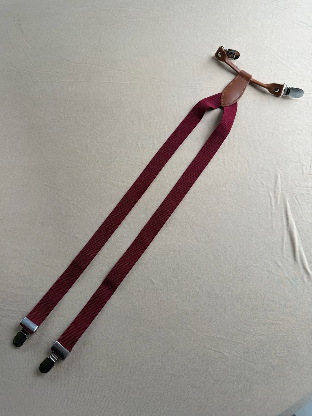 Boy Kids Burgundy Suspenders with Leather Accents (Fit my 5-6 year old)
